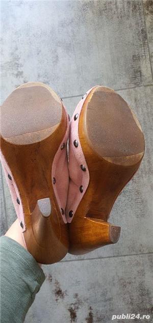 Saboți de piele întoarsă roz  - imagine 6