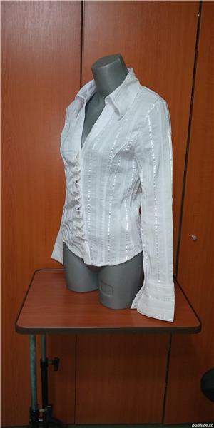 Camasa Dama, alba deosebita, decoltata si cambrata, maneci lungi - imagine 2