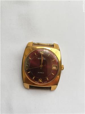 Ceas Wostok 18 jewels anii 1970, placat cu aur vintage colectie - imagine 3