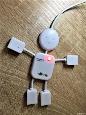 hub USB 2.0 alb, portocaliu 4 porturi usb, mini hub, hi speed