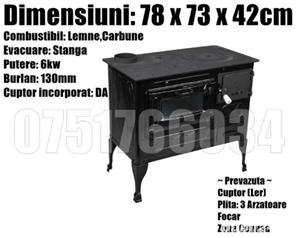 Soba Spor Plita Cuptor Ler Masina Gatit Bucatarie 6kw Burlan Stanga Diametru 120mm Dimensiuni 78 x 7