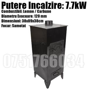 Semineu Soba Lemne Samotat Plita 7.7kw Neagra Casa Camera LIVRARE GRATUITA