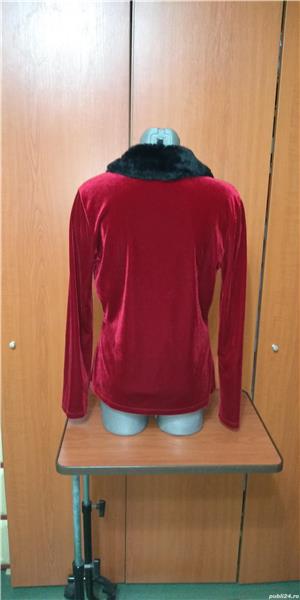 Cardigan/ Bolero rosu cu guler blanita neagra, dama, M-L - imagine 3