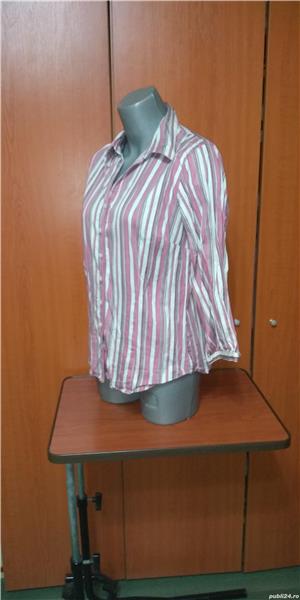 Bluza/Camasa VANHEUSEN ,cu dungi alb-roz , maneci 3/4 , UK - imagine 2