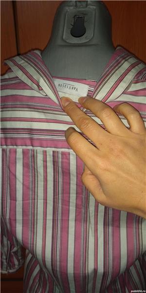 Bluza/Camasa VANHEUSEN ,cu dungi alb-roz , maneci 3/4 , UK - imagine 7