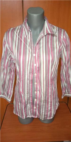 Bluza/Camasa VANHEUSEN ,cu dungi alb-roz , maneci 3/4 , UK - imagine 6