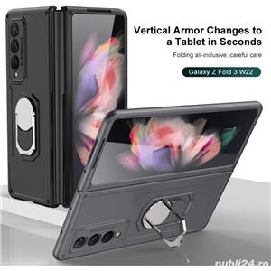Husa antisoc premium Kickstand, Leather cover SAMSUNG Galaxy Z Fold3 5G + Folie modele diferite