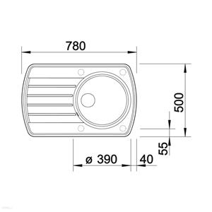 Chiuveta ovala bucatarie neagra din granit Blanco, cu picurator, noua,  780*500 cm - imagine 2