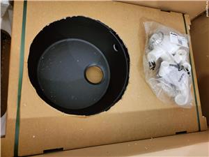 Chiuveta ovala bucatarie neagra din granit Blanco, cu picurator, noua,  780*500 cm - imagine 7