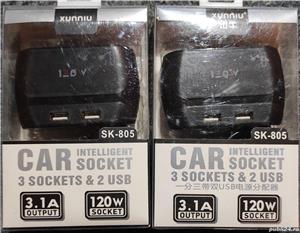 11 buc. incarcatoare auto USB, triplu bricheta, doar 220 RON - imagine 3