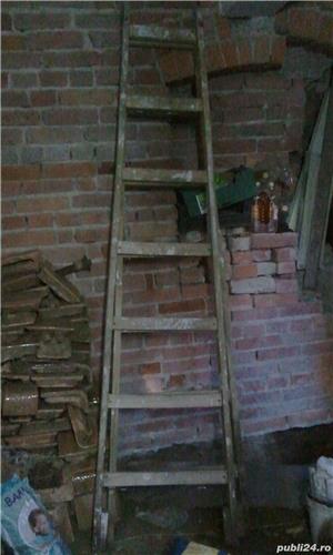 Scara de lemn masiv, dubla, 2x7 trepte, gradina, zugrav sau schimb