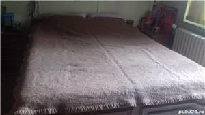 Plapuma de lana , patura lana , cuvertura matase , cerga lana taraneasca - imagine 5