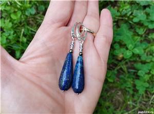 Cercei Lapis lazuli, Pirita, argint Bali, argint 925 - CE794.1 - cadou romantic, cercei lungi - imagine 2