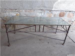 Masa de cafea Vintage .din.metal si sticla. - imagine 2