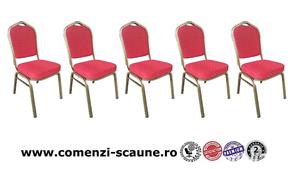 Scaune de evenimente cu spătar coroană din stofa roșie-cadru auriu