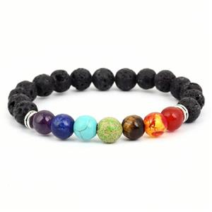 BRATARA piatra ROCA lava VULCANICA naturala celor 7 CHAKRA agat verde rosie ametist chihlimbar