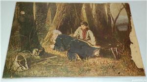 "Vânătorul de păsări", Vasili Perov (1834-1882), carte poștală de colecție (1931) - imagine 2