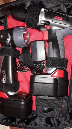 Masina de găurit înșurubat SKIL + Lanterna, 2 acumulatori, NOI. - imagine 4
