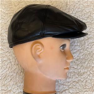 Basca neagra barbati femei piele blana protectie ceafa urechi reglabila sapca stil clasic retro - imagine 3