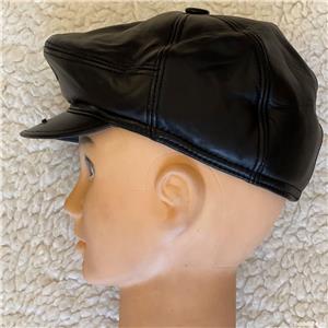 Basca neagra barbati femei piele blana protectie ceafa urechi reglabila sapca stil clasic retro - imagine 7
