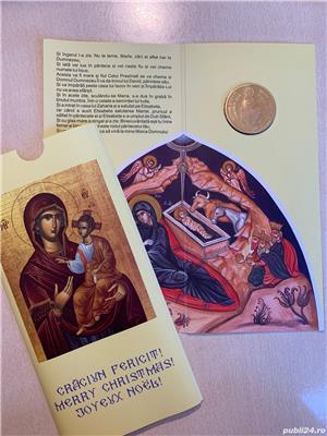 Felicitare medalie Crăciun religios 2009, cupru, Monetăria Statului, BNR, tombac