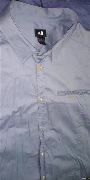 Camasa barbateasca H&M blue cu maneca scurta , buzunar, M-L - imagine 5