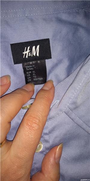Camasa barbateasca H&M blue cu maneca scurta , buzunar, M-L - imagine 6