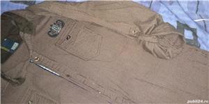 Camasa BBT Oasis Denim UK, maron cu maneca lunga &3/4 ,dungi, buzunare - imagine 4