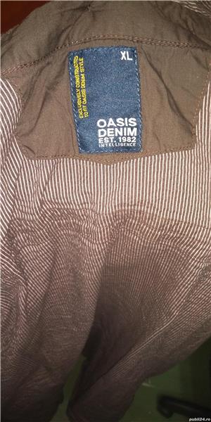 Camasa BBT Oasis Denim UK, maron cu maneca lunga &3/4 ,dungi, buzunare - imagine 6