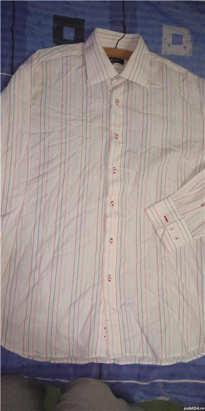 Camasa Bigotti Exclusive UK, alba cu dungi fine rosii-albastre - imagine 8