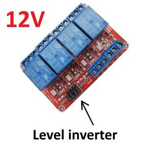 Modul cu 4 relee alimentare 12V, contact 10A - AC 220,shift level optocuplor TTL, relee Arduino auto
