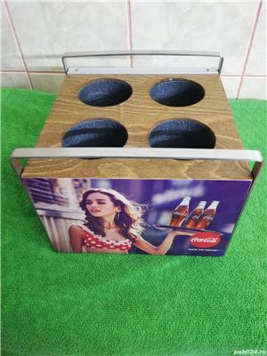Obiect Colectie decor Coca Cola lemn si crom termoizolanta - imagine 3