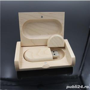 USB Stick memorie + cutie lemn (8/16/32/64 GB Memory) marturie +CADOU!