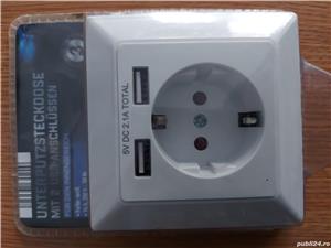 Priză cu impamantare,  încastrată cu 2 porturi USB, putere totală 5V 2.1A, intrare: AC 250V 50Hz - imagine 5