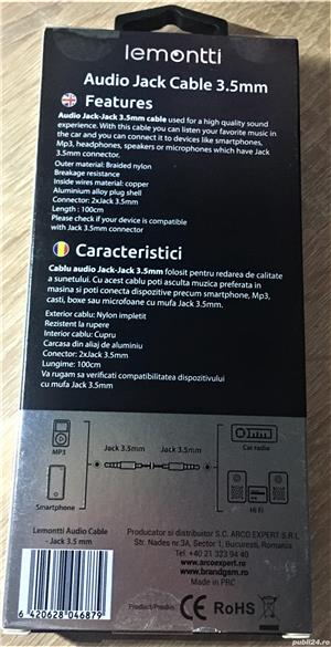 cablu jack 3.5mm lemontti Audio Negru 1m - imagine 3