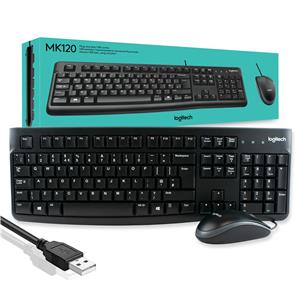 Kit tastatura si mouse cu fir LOGITECH MK120, USB, Layout US INT, negru
