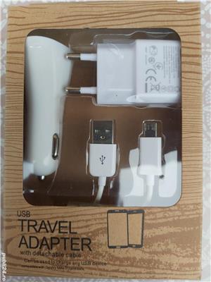 Set incarcatoare retea 5V 2A si Auto USB dual 2.1A +1A - imagine 3