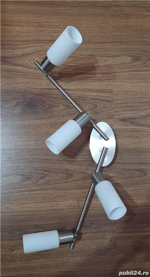 Plafoniera cu 4 becuri,4x E14, 4x 5.5 W, IP20,Otel Crom, Sticla, Nou! - imagine 3