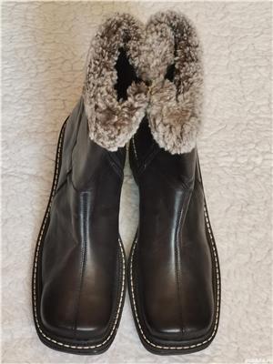 Ghete joase negre dama piele naturala blana naturala maro cizme bocanci bocate ghetute femei fermoar - imagine 2