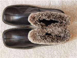 Ghete joase negre dama piele naturala blana naturala maro cizme bocanci bocate ghetute femei fermoar - imagine 3