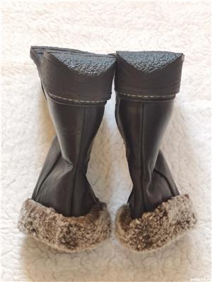 Ghete joase negre dama piele naturala blana naturala maro cizme bocanci bocate ghetute femei fermoar - imagine 6