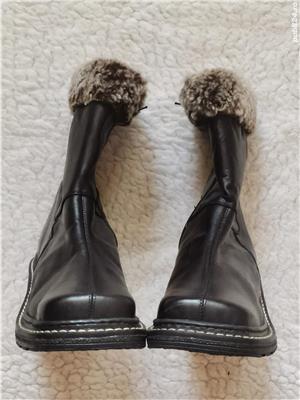 Ghete joase negre dama piele naturala blana naturala maro cizme bocanci bocate ghetute femei fermoar - imagine 9