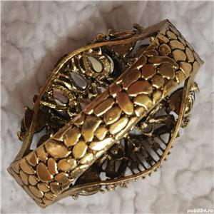 Set auriu bijuterii dama bufnite bratara cercei inel reglabil cristale - imagine 7