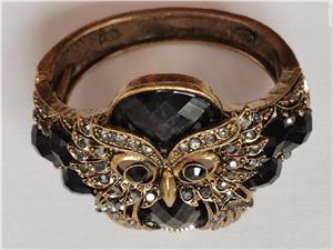 Set auriu bijuterii dama bufnite bratara cercei inel reglabil cristale - imagine 2