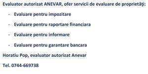 Evaluator autorizat Anevar, proprietati imobiliare si bunuri mobile