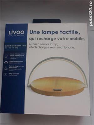 Livoo 2 în 1 - Lampă de noptieră și încărcător wireless 