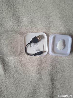 Casca Bluetooth, 10 m, design picatura, Alb,noua - imagine 2