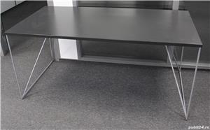 Birou cu picioare metalice si blat 160x80; Masa de lucru solida - imagine 6