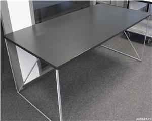 Birou cu picioare metalice si blat 160x80; Masa de lucru solida - imagine 2