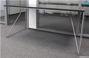 Birou cu picioare metalice si blat 160x80; Masa de lucru solida - imagine 3